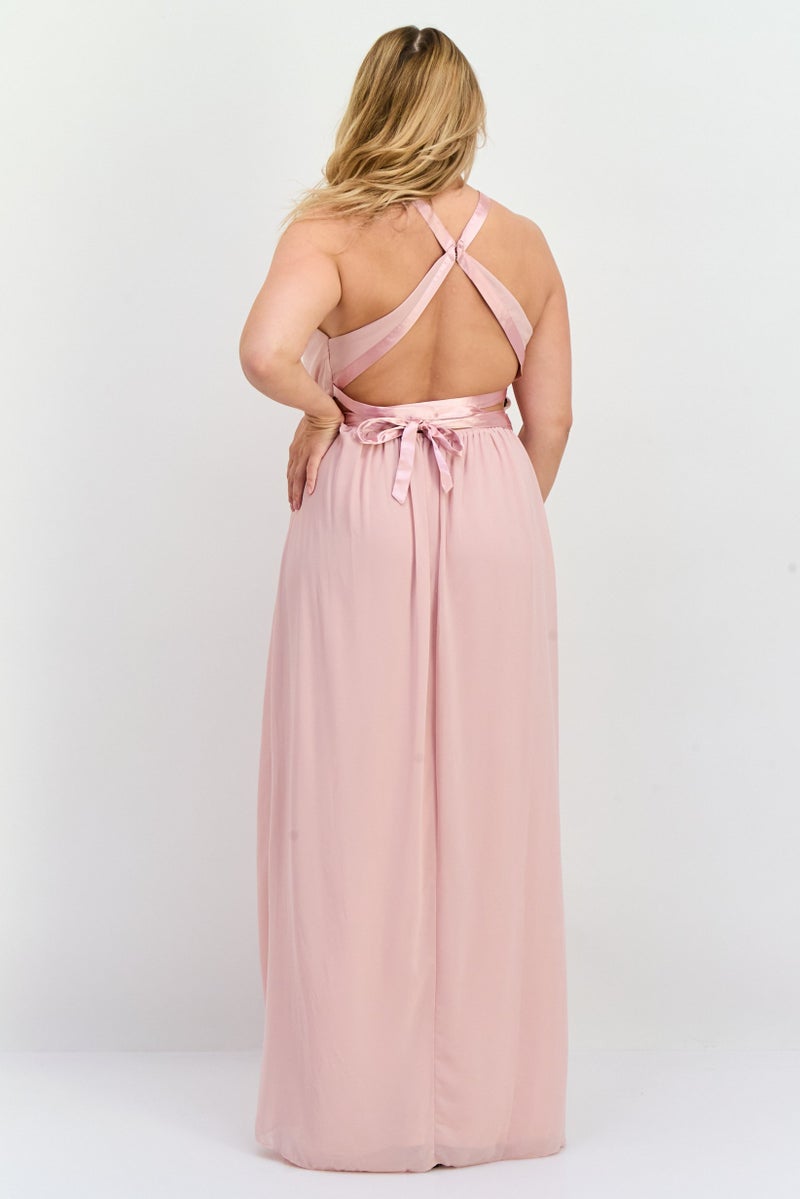 TFNC فستان ماكسي للنساء للوصيفات، وردي - Image 4